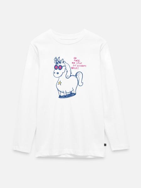 Mindset Einhorn - Teenager Premium Bio Langarmshirt - Weiß