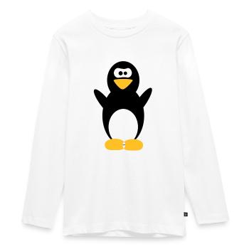 pingouin - T-shirt manches longues Premium Ado - blanc - Devant - AI Model Kid Female (0cm)