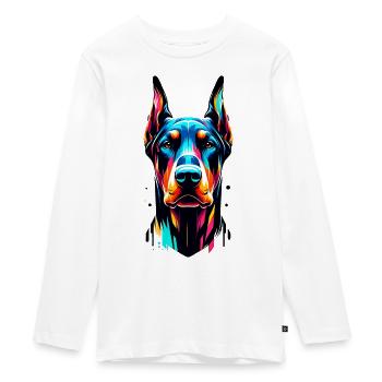 Chien peint quatre - T-shirt manches longues Premium Ado - blanc - Devant - AI Model Kid Female (0cm)
