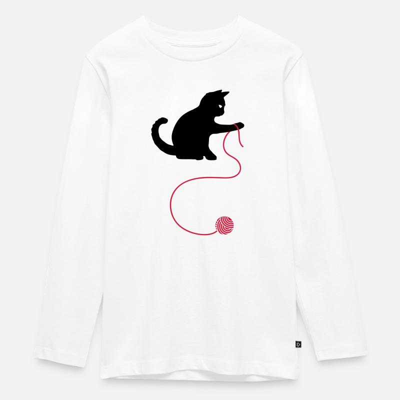 chat - T-shirt manches longues Premium Ado - blanc