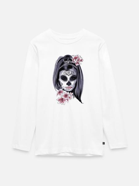 La Muerte - Teenager Premium Bio Langarmshirt - Weiß