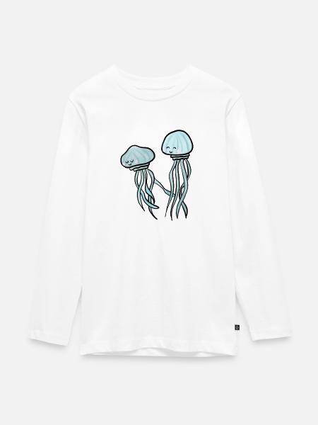 Qualle - Teenager Premium Bio Langarmshirt - Weiß