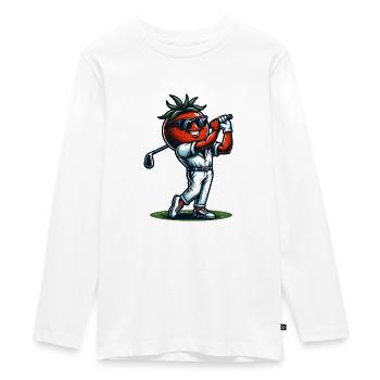 Swinging Tomato : Drôle de tomate de golf avec du style - T-shirt manches longues Premium Ado - blanc - Devant - AI Model Kid Female (0cm)