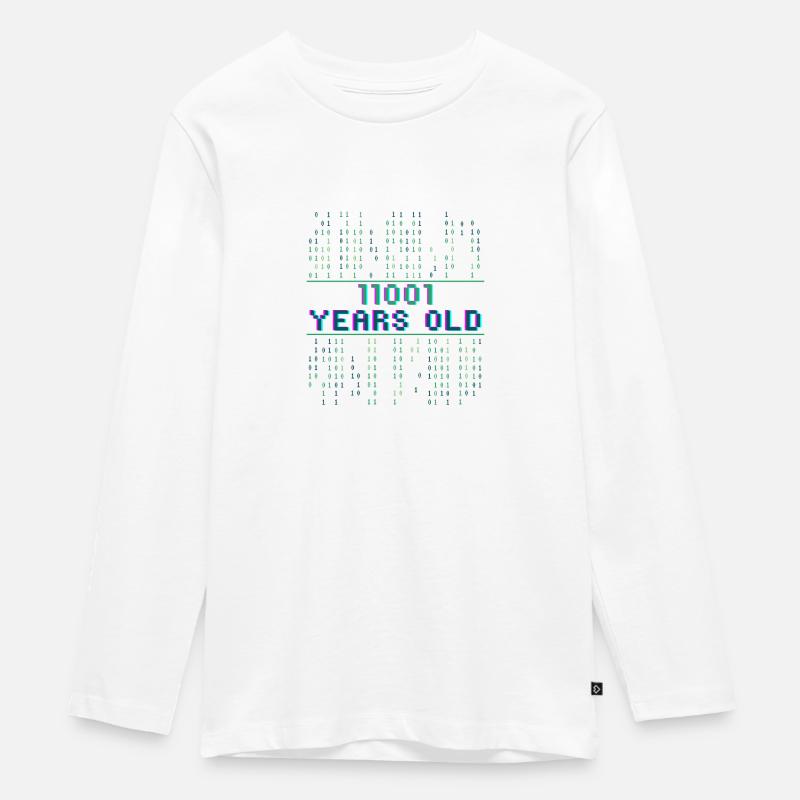 25e anniversaire 25 ans Code binaire Informatique - T-shirt manches longues Premium Ado - blanc