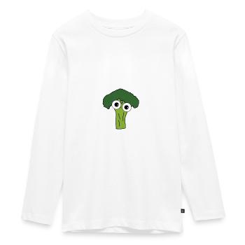 Broccoli with eyes - Teenager Premium Organic Long Sleeve Shirt - white - Front - AI Model Kid Female (0cm)