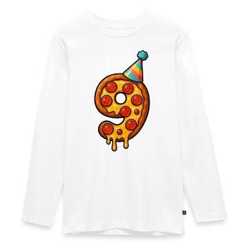 Célébration de la part de pizza numéro neuf - T-shirt manches longues Premium Ado - blanc - Devant - AI Model Kid Female (0cm)