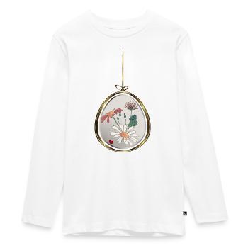 Pendentif fleur dans un cadre doré - T-shirt manches longues Premium Ado - blanc - Devant - AI Model Kid Female (0cm)