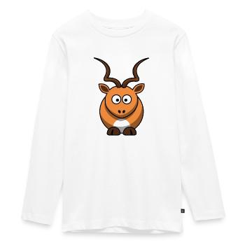 antilope antelope impala hartebeest kudu oryx papa - Teenager Premium Bio Langarmshirt - Weiß - Vorne - AI Model Kid Female (0cm)
