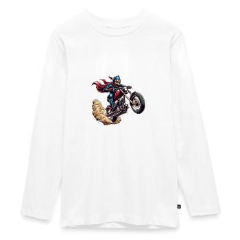 Motorcycle Kangaroo Heroic Adventure - Teenager Premium Organic Long Sleeve Shirt - white - Front - AI Model Kid Female (0cm)
