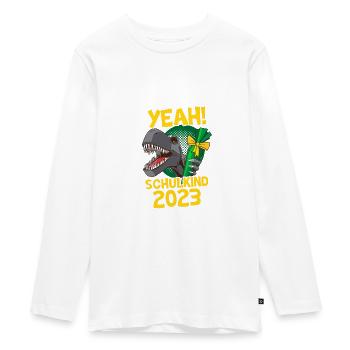 Yeah! Schulkind 2023 Dino Einschulung - Teenager Premium Bio Langarmshirt - Weiß - Vorne - AI Model Kid Female (0cm)
