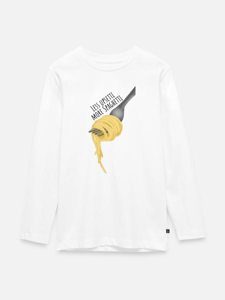 Less upsetti more Spaghetti - Teenager Premium Bio Langarmshirt - Weiß