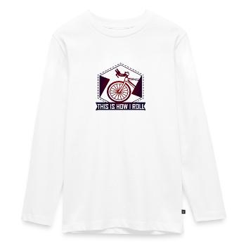 Fahrrad. So rolle ich - Teenager Premium Bio Langarmshirt - Weiß - Vorne - AI Model Kid Female (0cm)