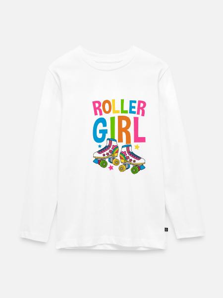 Roller Girl / Inline Skating, Rollschuhe - Teenager Premium Bio Langarmshirt - Weiß