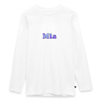 Name: Mia - Teenager Premium Bio Langarmshirt - Weiß - Vorne - AI Model Kid Female (0cm)