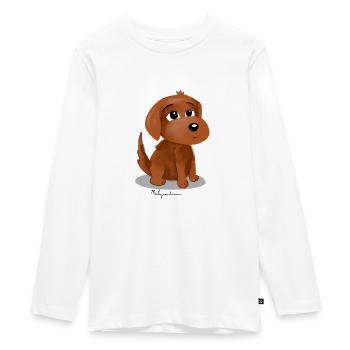Hund, Baby Hund - Teenager Premium Bio Langarmshirt - Weiß - Vorne - AI Model Kid Female (0cm)