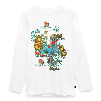 Papier Peint 1970 - T-shirt manches longues Premium Ado - blanc - Devant - AI Model Kid Female (0cm)