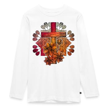 Christianity Cross - Teenager Premium Organic Long Sleeve Shirt - white - Front - AI Model Kid Female (0cm)