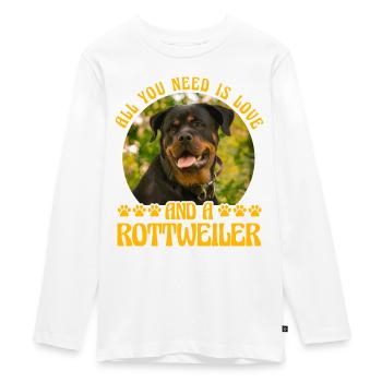 All you need is love and a Rottweiler - Teenager Premium Bio Langarmshirt - Weiß - Vorne - AI Model Kid Female (0cm)
