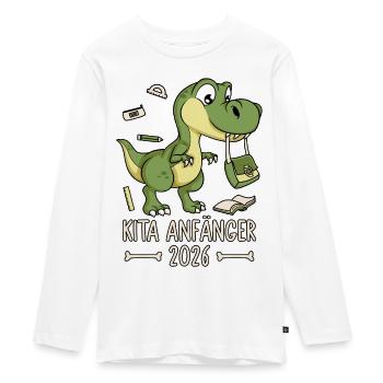 Kita Beginner 2026 Dinosaur - Teenager Premium Organic Long Sleeve Shirt - white - Front - AI Model Kid Female (0cm)