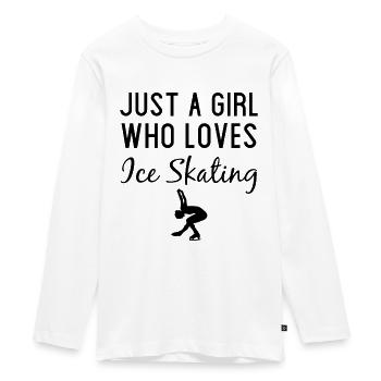 Juste une fille qui aime le patinage sur glace drôle mignon - T-shirt manches longues Premium Ado - blanc - Devant - AI Model Kid Female (0cm)