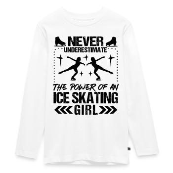 Le pouvoir d’une patineuse sur glace - T-shirt manches longues Premium Ado - blanc - Devant - AI Model Kid Female (0cm)
