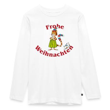 Pettersson & Findus Design Frohe Weihnachten - Teenager Premium Bio Langarmshirt - Weiß - Vorne - AI Model Kid Female (0cm)