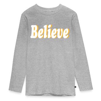 Croire - T-shirt manches longues Premium Ado - gris chiné - Devant