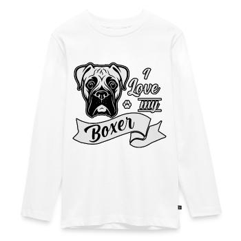 J’adore mon Boxer - T-shirt manches longues Premium Ado - blanc - Devant - AI Model Kid Female (0cm)