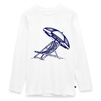 Liegestuhl und Sonnenschirm - Teenager Premium Bio Langarmshirt - Weiß - Vorne - AI Model Kid Female (0cm)