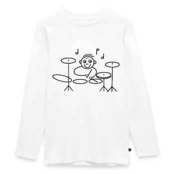 Cool drummer on drums - Teenager Premium Organic Long Sleeve Shirt - white - Front - AI Model Kid Female (0cm)