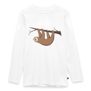 Faultier Sloth hängt am Ast - Teenager Premium Bio Langarmshirt - Weiß - Vorne - AI Model Kid Female (0cm)