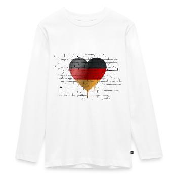 Deutschland Flagge Deutsche Fahne Herz Heimat - Teenager Premium Bio Langarmshirt - Weiß - Vorne - AI Model Kid Female (0cm)