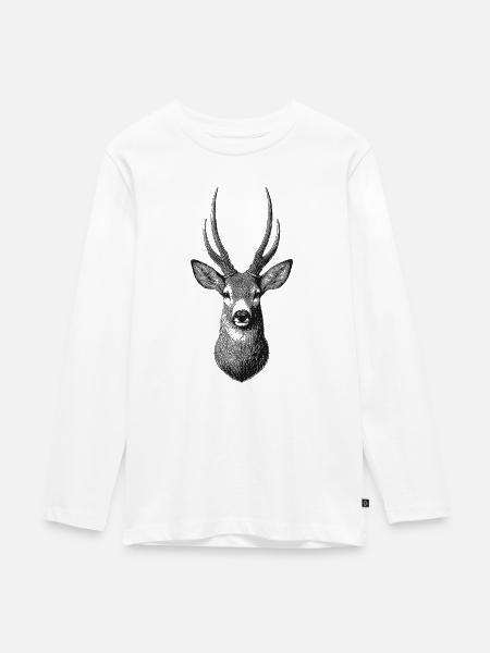 Rehbock - Teenager Premium Bio Langarmshirt - Weiß