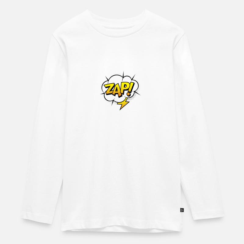 Comic Comic Comic Strip Superhero Flash - T-shirt manches longues Premium Ado - blanc