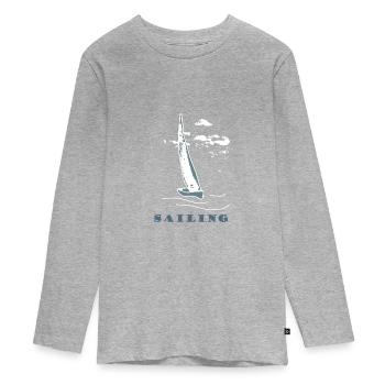 Voilier,Mer,cadeau,cool,trend - T-shirt manches longues Premium Ado - gris chiné - Devant
