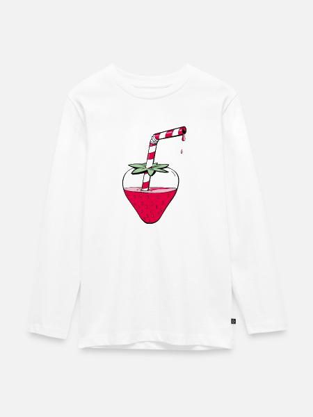 ERDBEERE - Teenager Premium Bio Langarmshirt - Weiß