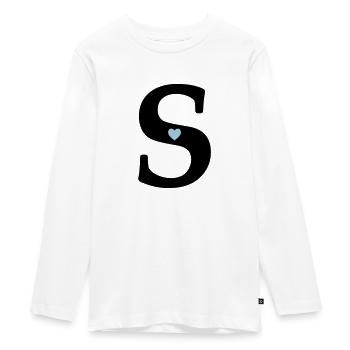 Lettre S Lettre initiale - T-shirt manches longues Premium Ado - blanc - Devant - AI Model Kid Female (0cm)