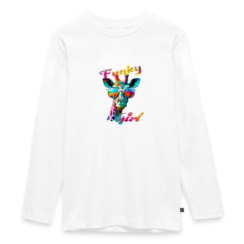 Funky Girl Girafe - T-shirt manches longues Premium Ado - blanc - Devant - AI Model Kid Female (0cm)
