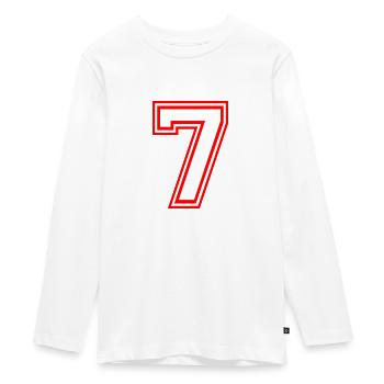 NUMMBER SIEBEN 7 LUCKY NUMBER SEVEN RETRO STYLE - Teenager Premium Organic Long Sleeve Shirt - white - Front - AI Model Kid Female (0cm)