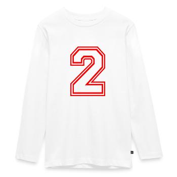 SPORT NUMBER TWO 2 LUCKY NUMBER COOL RETRO STYLE - Teenager Premium Organic Long Sleeve Shirt - white - Front - AI Model Kid Female (0cm)