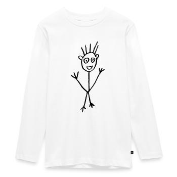stick male drawing - Teenager Premium Organic Long Sleeve Shirt - white - Front - AI Model Kid Female (0cm)