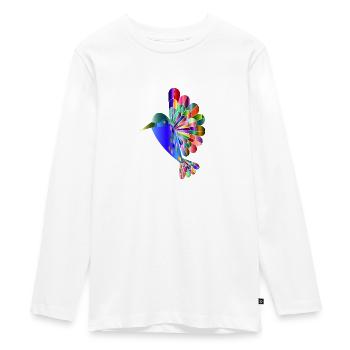 Colibri mosaïque colorée cadeau idée cadeau - T-shirt manches longues Premium Ado - blanc - Devant - AI Model Kid Female (0cm)