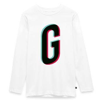 G - Buchstabe - G - Teenager Premium Bio Langarmshirt - Weiß - Vorne - AI Model Kid Female (0cm)