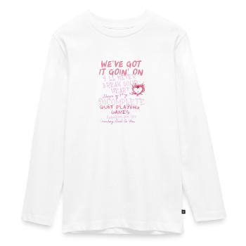 backstreet girl, songtexte, graffiti, typo,herz, - Teenager Premium Bio Langarmshirt - Weiß - Vorne - AI Model Kid Female (0cm)