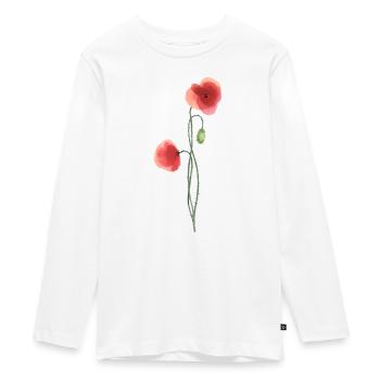 Flower: red poppy - Teenager Premium Organic Long Sleeve Shirt - white - Front - AI Model Kid Female (0cm)