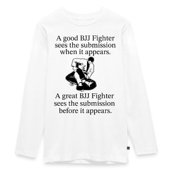 BJJ Quote - Teenager Premium Organic Long Sleeve Shirt - white - Front - AI Model Kid Female (0cm)