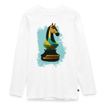 Échecs, Cheval - T-shirt manches longues Premium Ado - blanc - Devant - AI Model Kid Female (0cm)