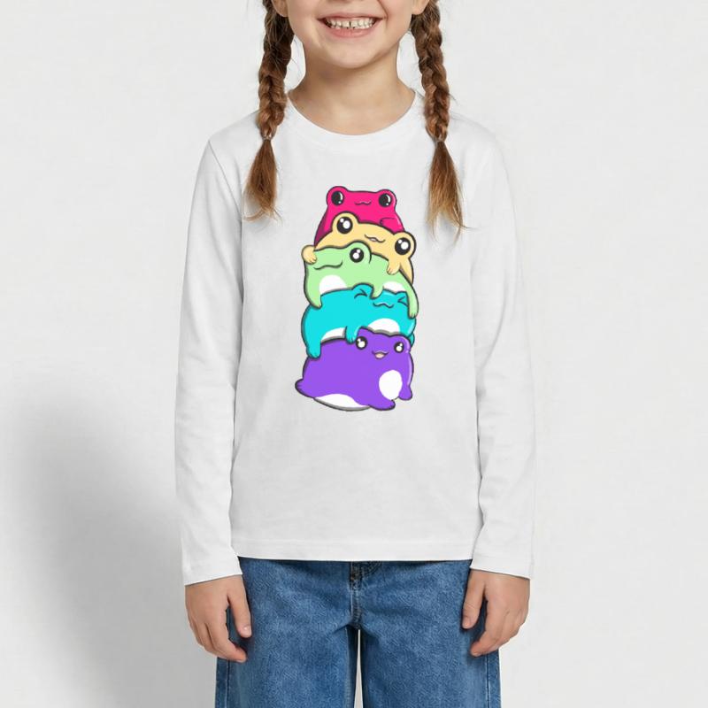 Non-Binary Pride Kawaii Frog Bunch Nonbinary T-shirt manches longues Premium Ado