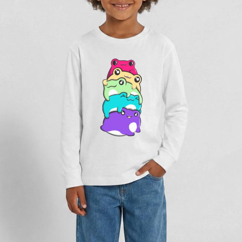 Non-Binary Pride Kawaii Frog Bunch Nonbinary T-shirt manches longues Premium Ado