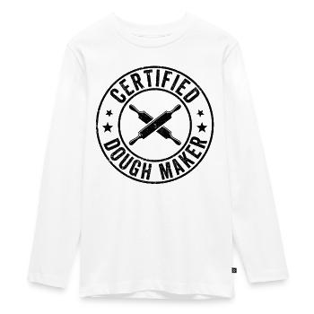 Funny bread baker - Teenager Premium Organic Long Sleeve Shirt - white - Front - AI Model Kid Female (0cm)